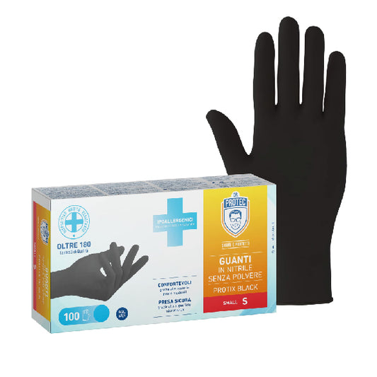 Guanti Neri in Nitrile Senza Polvere Dr. Protec Neri Black 100 pz